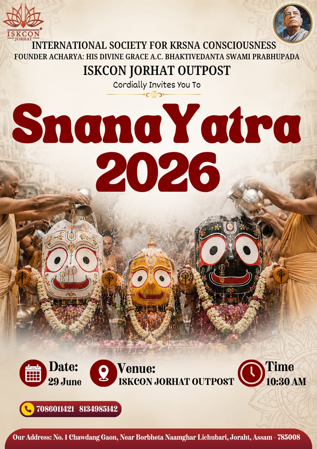 ISKCON Jorhat is celebrating SNANA Yatra!! All are Invited.